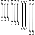 Joneaz Bungee Cords with Hooks, Assorted Size, Black,12 inch 18 inch 30 inch and 42 inch Heavy Duty Elastic Rope with Nylon Fiber and Natural Rubber for Outdoor Indoor Use