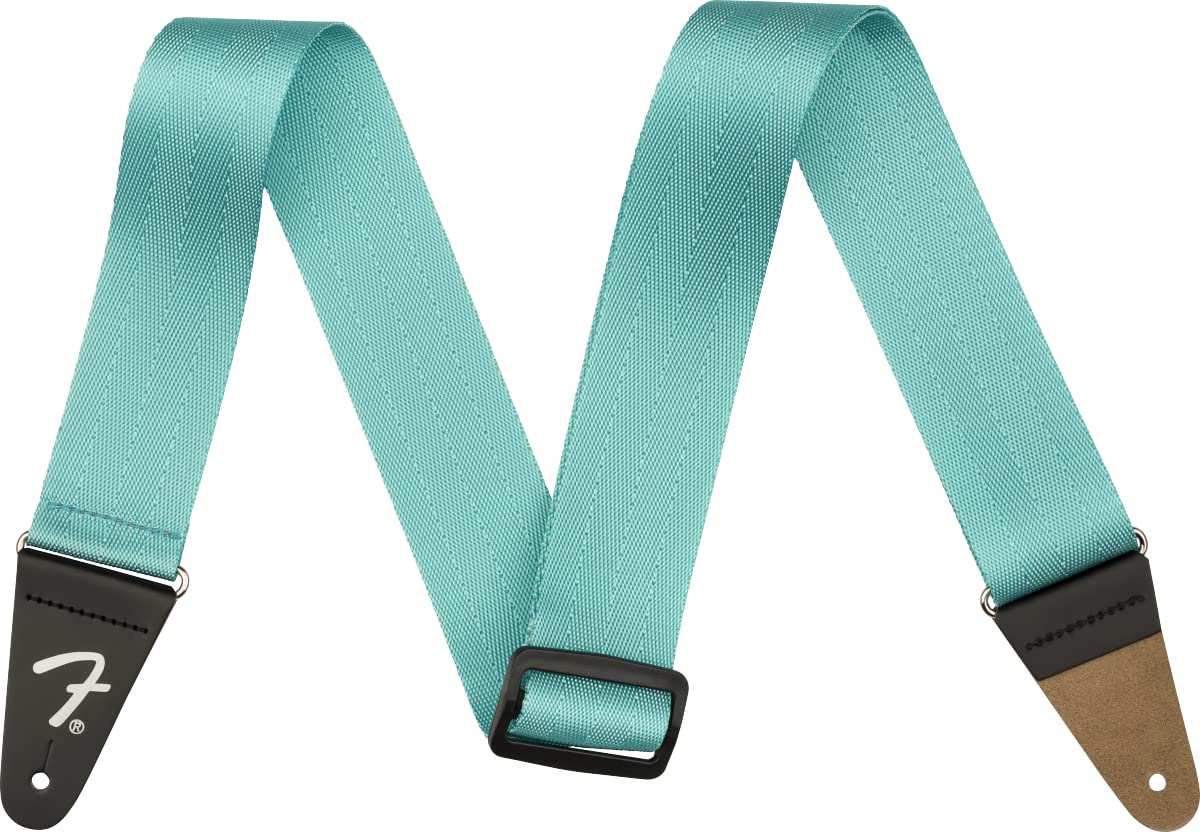Fender Guitar Strap, Premium Nylon Webbing, Adjustable 35"-60", Miami Blue