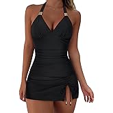 SUUKSESS Women Tummy Control Tankini Swimsuit Sexy Halter Bathing Suit 2 Piece