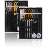 QHAJRYYC 2 Boxes Easy Pre Threaded Needle Kit, Prethreaded Sewing Kits | Small Home Travel Sewing Box with Pin Button, Box Each Box with 10 Pieces (Assorted Colors)