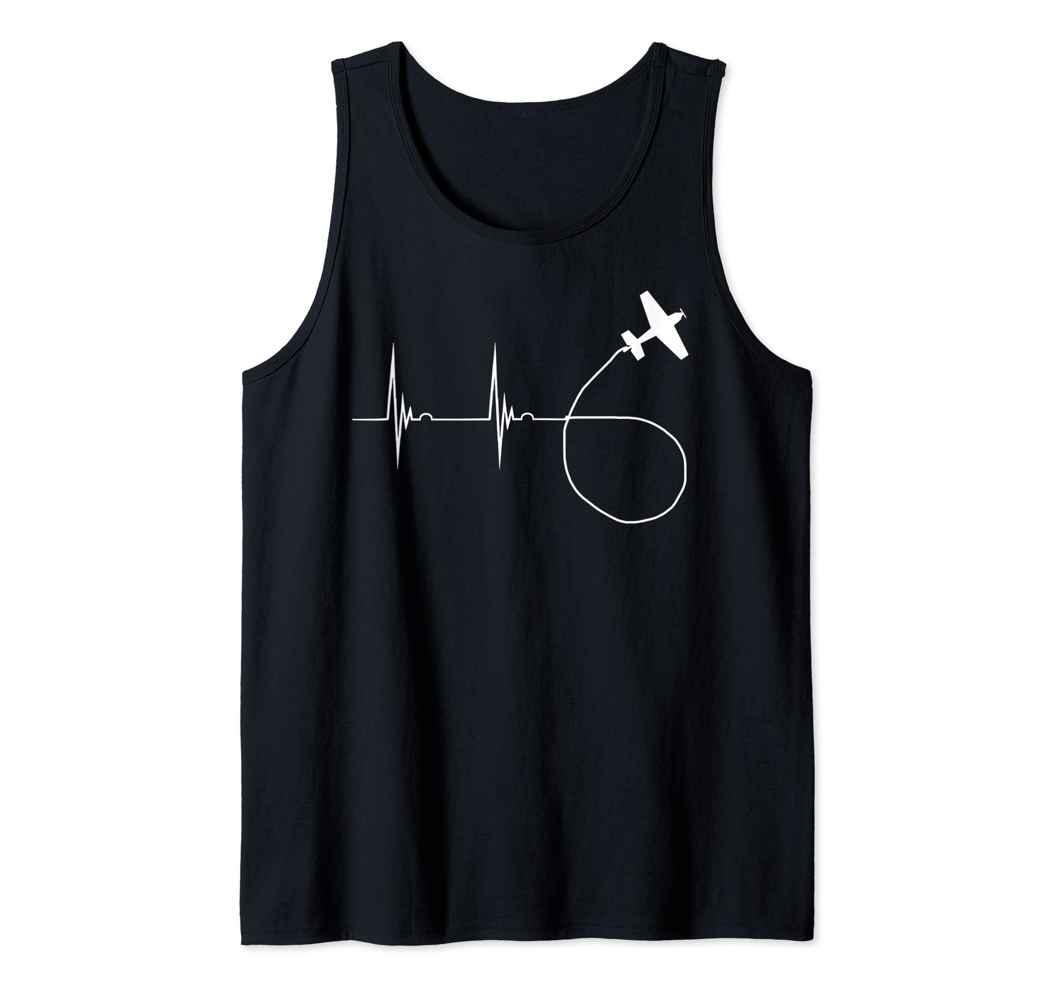 Aerobatic Heartbeat Biplane Airshow EKG Pulseline Tank Top