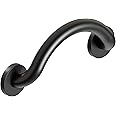 Black Decorative Grab Bar 14" for Shower and Bath Safety, Plus Crescent Ring by HEALTHCRAFT, Designer Safety Rails for Walls, Modern ADA Compliant Handle for Seniors Bathroom (500 lb. Capacity)