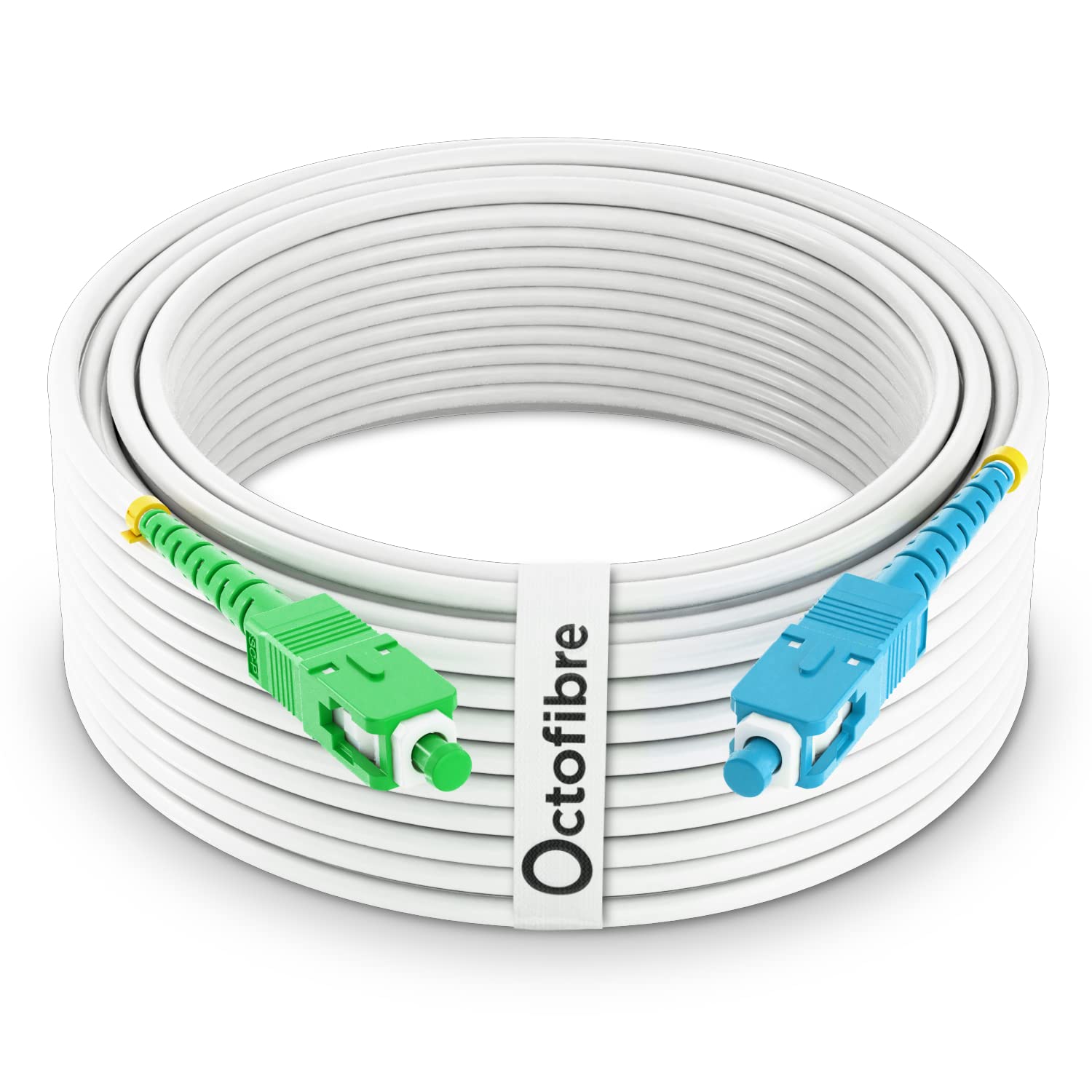 Octofibre - Freebox Fibre Optic Cable – 50 m – Reinforced with Kevlar Shielding – Fibre Optic Extender/Garter – SC APC to SC UPC – 10-Year Guarantee