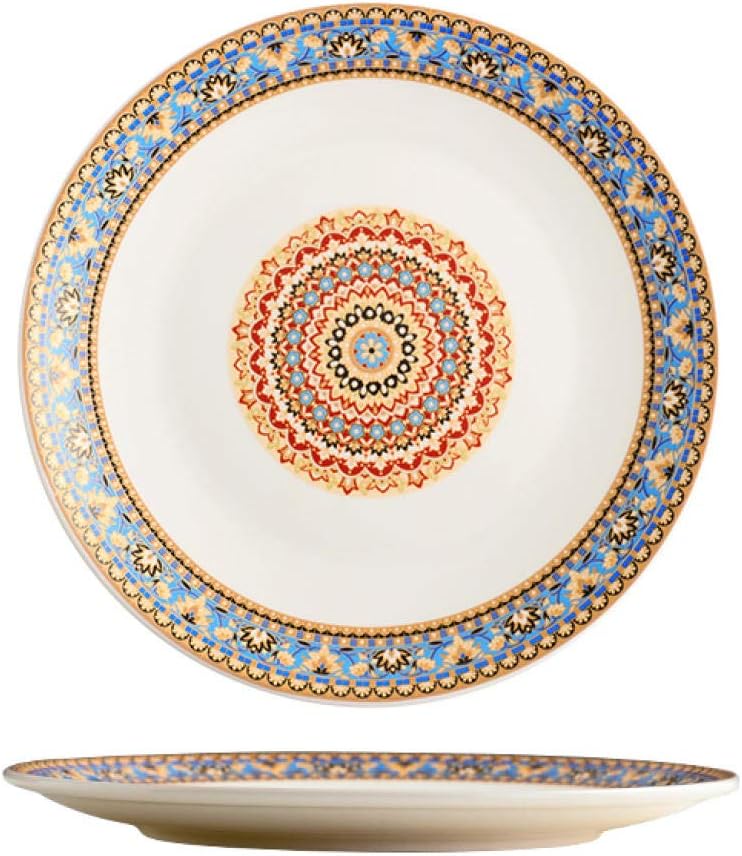 Ceramic Flat Plate Bohemian Disc Home Dishes Western Food Dishes Wall Decoration Decoration Fruit Plates-9 inch lace blank