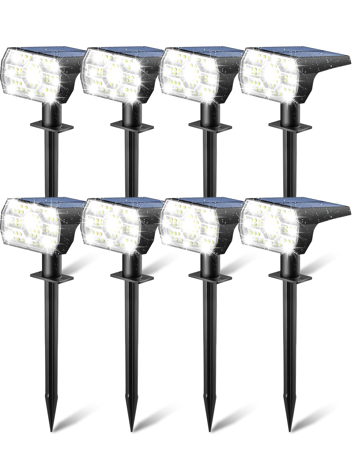 Photo 1 of Kaxiida Solar Lights Outdoor Waterproof IP68, 3 Lighting Models Solar Powered Spot Lights Outdoor, 56LED Solar Light Dusk to Dawn for Yard Patio Garden Pathway Landscape Lighting (White, 8 Pack)