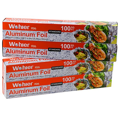 Wohler Durable Kitchen Aluminum Foil Roll, 100 Sq Ft (Pack of 4)