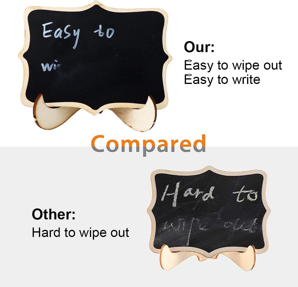 OurWarm 20 Pack Mini Chalkboard Signs with Easel Stand, Small Chalkboard Labels Wooden Blackboard for Wedding Signs, Food Labels, Table Numbers, Message Board, Place Card and Event Decorations : Office Products