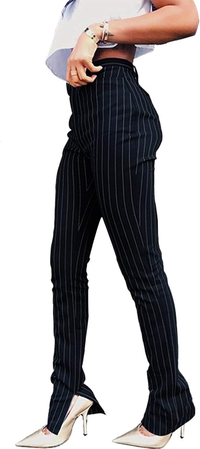 Buy GUOLEZEEV Women Straight Leg Work Pant Stretch Slim Fit Pull On