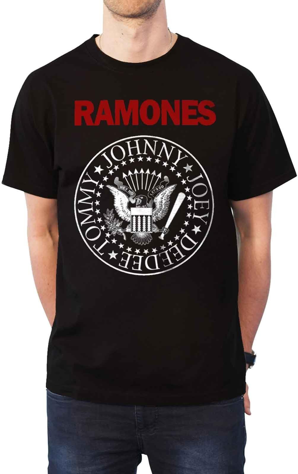 Ramones T Shirt Red Text Presidential Seal Band Logo Official Mens Black XL