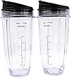 Replacement Blender Cup with Lid (2 Pack) 24 Oz Cups For Ninja Auto iQ BL480 BL482 BL642 NN102 BL682 BL450 BL2013 Ninja Blender Auto iQ Blade