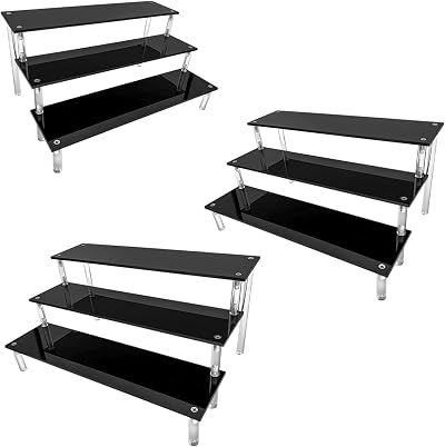 AZEAM 3 Packs Acrylic Riser 3 Tier Display Shelf Large Collection Organizer