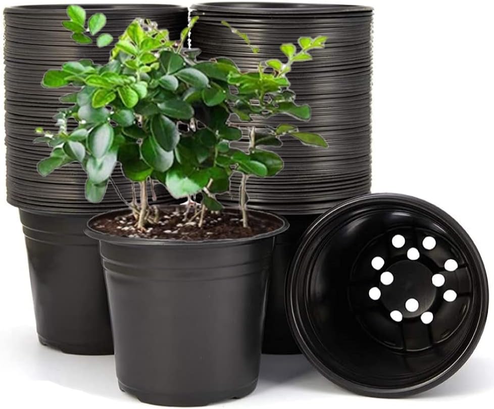 KAHEIGN 50Pcs 15 cm Plastic Plant Pots Seed Starting Nursery Nursery Pots Black