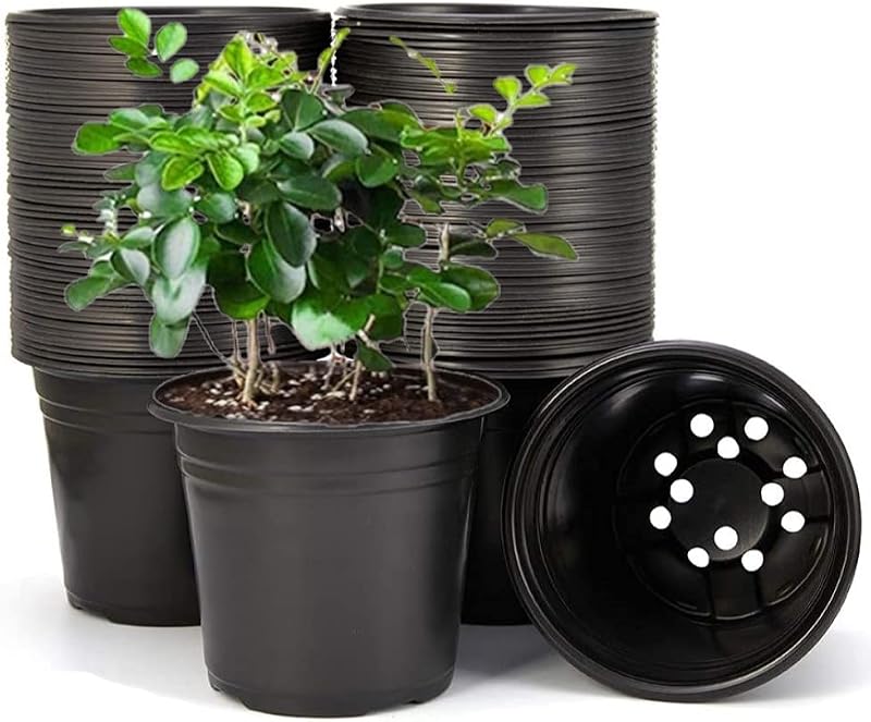 KAHEIGN 50Pcs 15 cm Plastic Plant Pots Seed Starting Nursery Nursery Pots Black