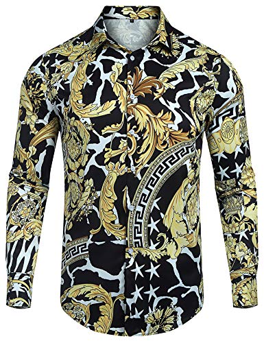 URRU Mens Long Sleeve Luxury Design 