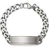 Speidel Men's ID Radius Cut Bracelet with Polished Framed Plaque Silver & Gold Tone w/Engraving Options