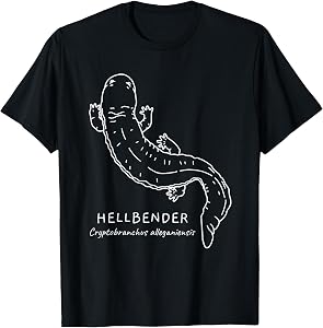 Hellbender Salamander Herpetology Hand Drawn Illustration T-Shirt