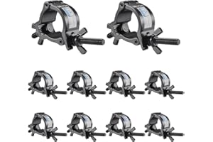 Truss Clamp Stage Light Clamp, 10PCS GZhuoNan Professional 35-40 mm Aluminium Black Small Size Light Clamps with TUV Certified, Heavy Duty 165LB Lighting Clamps, Fit for 1.4-1.6 Inch OD Tube/Pipe