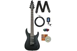 Jackson Dinky Arch Top JS22-7 DKA HT Electric Guitar - Satin Black Bundle with Cable, Tuner, Strap, Picks, and Austin Bazaar Instructional DVD