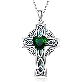 Cargari Celtic Knot/Four Leaf Clover Cross/Lilith/Pentagram Necklace for Women 925 Sterling Silver Irish Claddagh Jewelry Gift for Mom Wife Mother’s Day