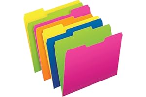 Pendaflex® Glow File Folders, Twisted Twin Tabs, 1/3 Cut, Letter Size, Assorted Colors, Pack Of 24
