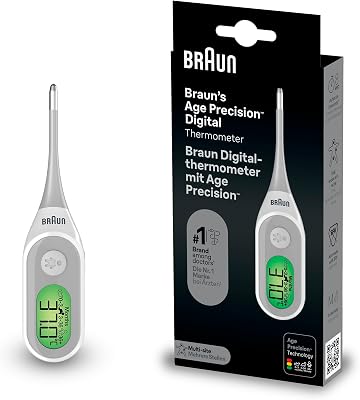 Age Precision Thermomètre numérique | Pour utilisation multi-sites | Voie orale, rectale ou axillaire | Convient aux bébés et aux nourrissons | Marque #1 auprès des médecins(1) | PRT2000