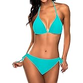 Tempt Me Women Triangle Bikini Sets Halter Two Piece Sexy Swimsuit String Tie Side Bathing Suit