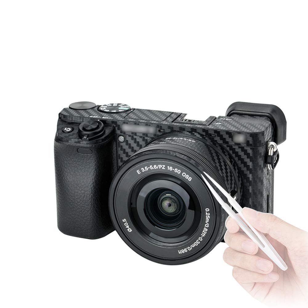 KIWIFOTOS Anti-scratch Protection Sticker for Sony Alpha A6400 A6300 Camera + 16-50mm Lens Non-slip Carbon Fiber Pattern Cover Film