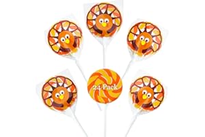 RBBZ PARTY Turkey Swirl Lollipops - 24 Candy Suckers Individually Wrapped Bulk - 2 Inch Pops - Great for Thanksgiving Candy