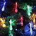 Dpowro Solar String Lights, 20 FT 30 LED 8 Mode Outdoor Waterproof Fairy Water Drop String Lights for Halloween, Christmas, New Year, Valentine, Patio Party , Wedding ,Garden, Home (Multicolor)