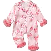 Baby Girl Button Down Pajamas Romper One-Piece Jumpsuit Long Sleeve Sleeper Infant Sleepwear Loungewear