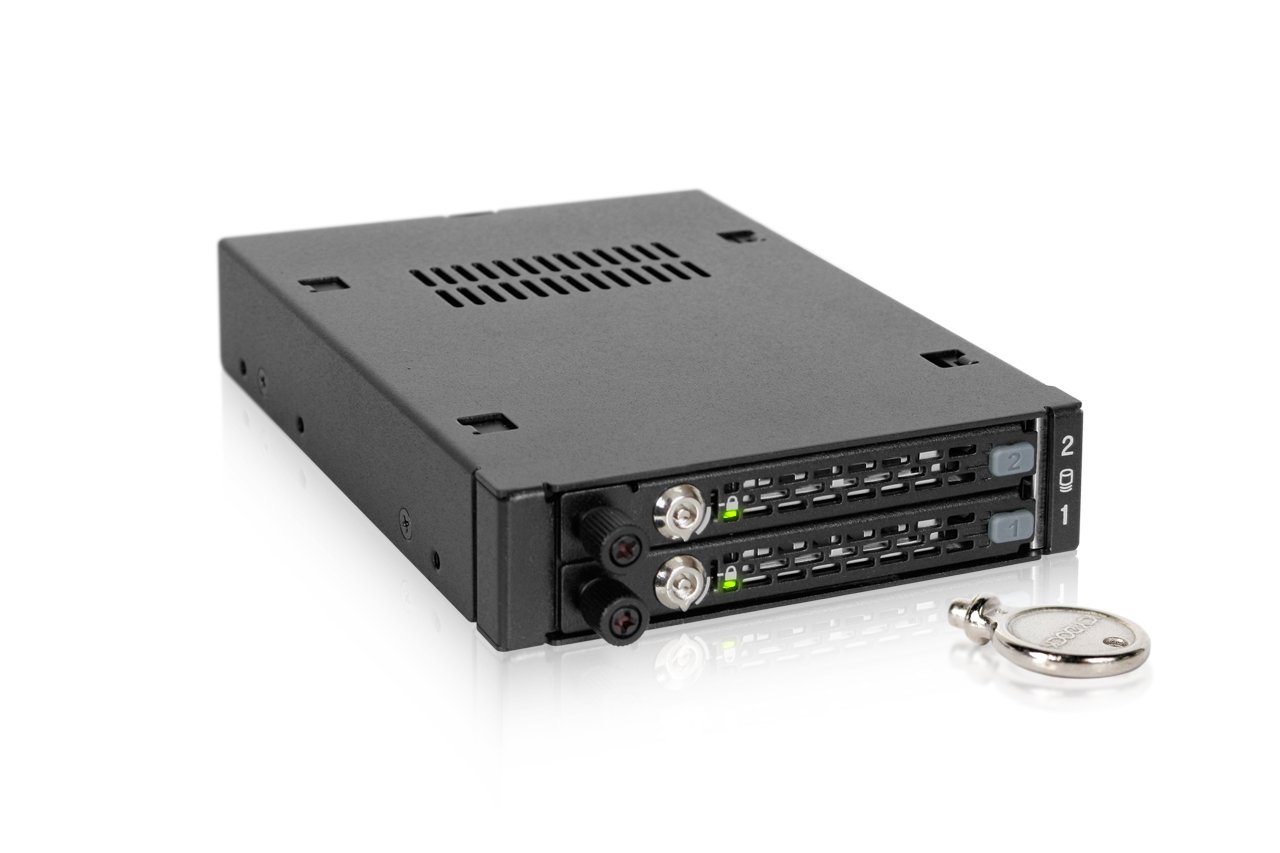 Icy Dock Industrial Full Metal 2 x 2.5-Inch SATA/SAS HDD and SSD Mobile Rack for 3.5-Inch Front Device Bay