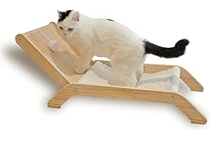 Beach Chair Cat Hammock, Aberatail Cat Beds for Indoor Cats, Cozy Cat Lounger with Sisal Scratcher and Toy Ball