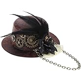 Zaagot Women Halloween Gothic Top Hat Steampunk Gears Chain Flower Fascir Hair Clip Victorian Cosplay Costume