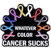 zhanghaoran Whatever Color Cancer Sucks Cancer Awareness Enamel Lapel Pin Colorful Ribbon Brooch Pin Nurse Gift Pin Badge Clothing Hat Backpack Decorations Cancer Support Gift
