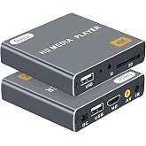 4K Ultra-HD Digital Media Player for USB Drives/SD Cards TV Digital Signage | Plug &amp; Play, Auto Play Resume Loop, H.265/HEVC, MP4, MKV, MP3, Photo, PPT, Analog AV/HDMI Port (Grey)