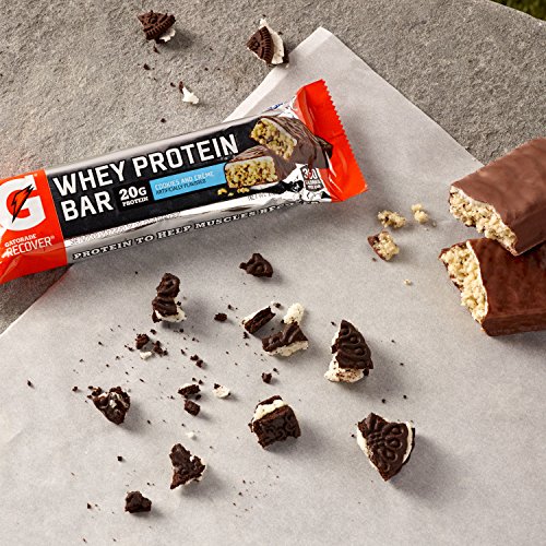 Gatorade Whey Protein Bars, Cookies & Crème, 2.8 oz bars (Pack of 12