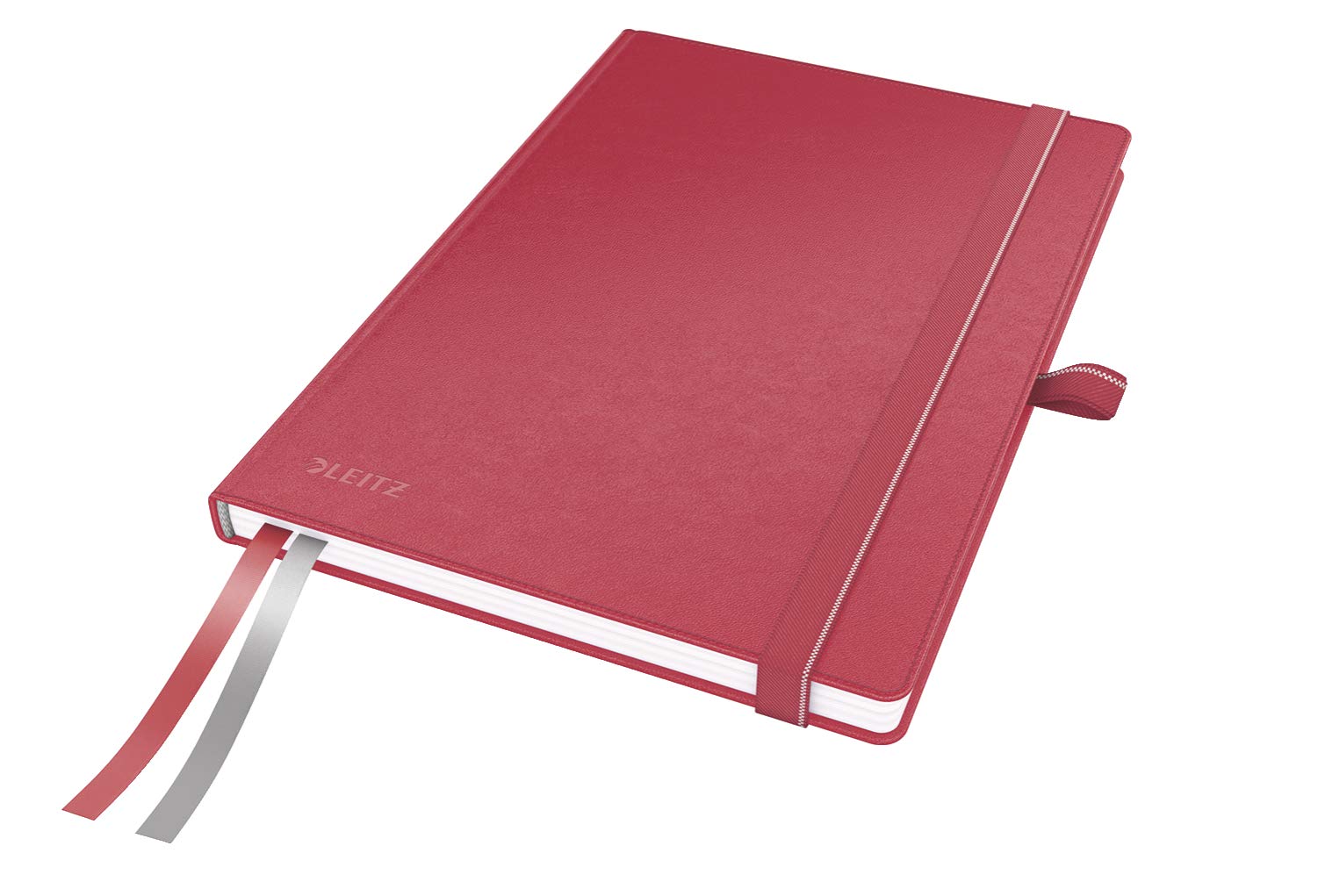 Leitz Complete Notebook A5 Lined, 160 Pages, 80 Sheets, Hardcover, 100 g/m² Paper FSC Certified, Fastener, Bookmark, Pen Loop, Inner Pocket, Red, 44780025