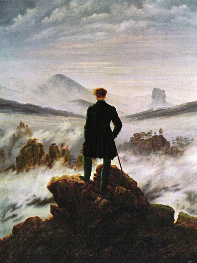 1art1 Caspar David Friedrich Poster – Der Wanderer Im Nebelmeer, 1818, Leinwandbild 50x40 Cm – XXL Kunstdruck Auf Keilrahmen