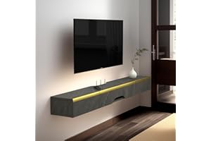 Pmnianhua Floating TV Stand with 2 Drawers,66'' Wall-Mounted TV Console,Under TV Shelf with Storage for Living Room Bedroom (Dark Grey)