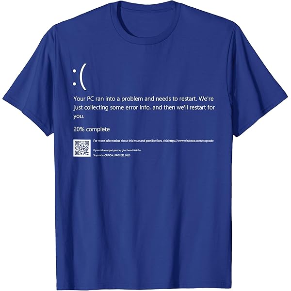 Amazon.com: Blue Screen of Death, Classic BSOD Error T-Shirt
