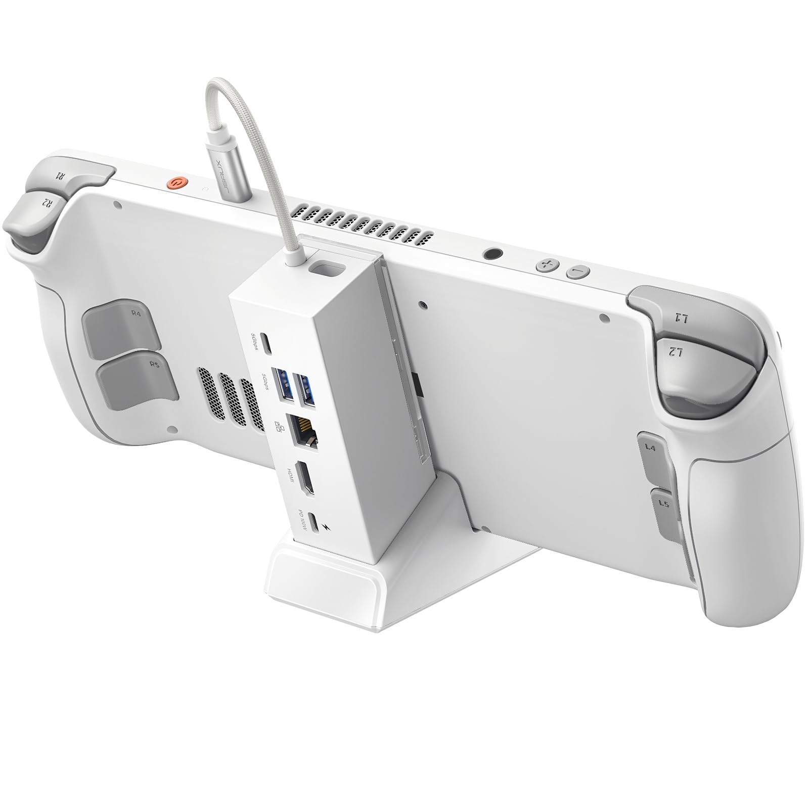 Photo 1 of JSAUX Docking Station Compatible with ROG Ally X/ROG Ally/Steam Deck/Legion Go, 6-in-1 ROG Ally X Dock with HDMI 4K@120Hz, Gigabit Ethernet, Dual USB & USB-C 3.2 Gen 1, 100W PD Charging -HB0609 White
