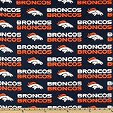 NFL Cotton Broadcloth Denver Broncos Orange/Blue Fabric By The Yard