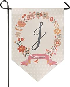 jenny-shop Primavera Monograma Letra J Guirnalda Floral Lunares