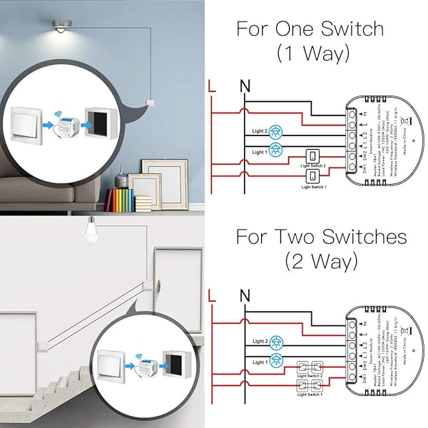 Mdulo de interruptor de luz WiFi inteligente Alexa Echo WiFi Smart Home LED Smart Life Tuya App y mando a distancia inalmbrico compatible con Alexa Echo Google Home IFTTT no requiere hub
