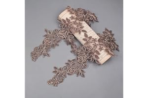 1 Pair Lace Flower Applique Embroidered Patch for Wedding Gown Bridal Dress Decor Clothing Pants Sewing DIY Crafts