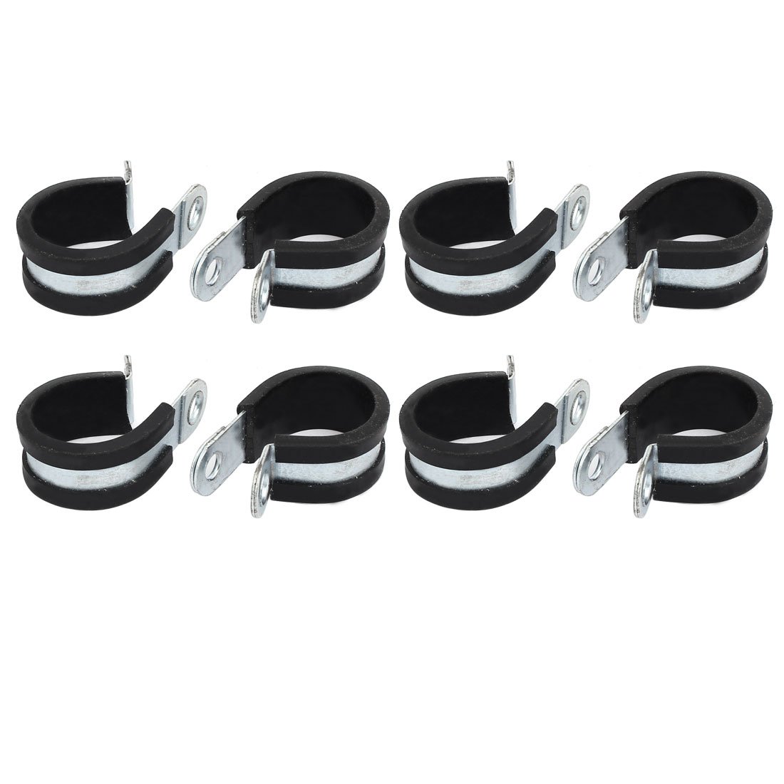 Sourcingmap 25mm Dia Rubber Lined R Shaped Zinc Plated Pipe Clip Cable Clamp 8pcs
