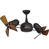 Matthews DG-TB-WD Dagny 41" Damp Rated 360° Rotational Ceiling Fan with Remote, Mahogany Tone Solid Wood Blades, Textured Bro
