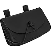 Mythrojan Leather Belt Pouch Viking Leather Purse Vintage Waist Bag Medieval Renaissance LARP Bag Cosplay Costume Accessory for Reenactments, Medieval Events - Black, 9.6” × 6.5”