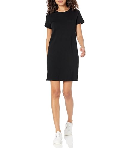 GAP Women's Short Sleeve V-Neck Dress, True Black 1, X-Small Petite at Amazon Women's Clothing store