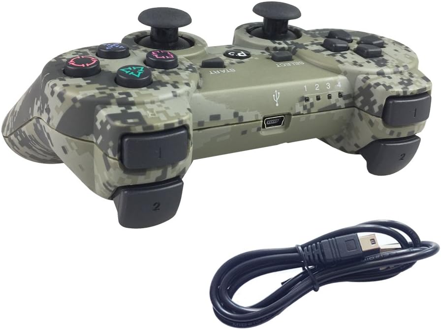 Deloke Wireless Bluetooth Controller For PS3 Double Shock - Bundled with USB charge cord (Camouflage)